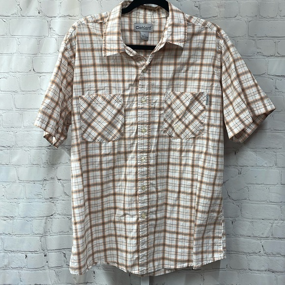 Carhartt plaid button up short sleeve cotton large shirt - Picture 1 of 5